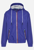 Kurtki męskie - Niebieska Kurtka Wiatrówka z Kapturem i Zasuwanymi Kieszeniami Adivoria - miniaturka - grafika 1