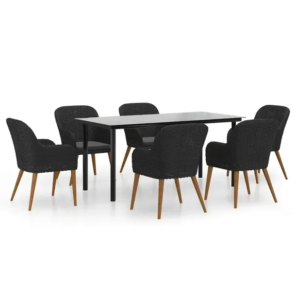 Stylowy zestaw mebli ogrodowych czarny, stół 160x80x74 cm, krzesło 56x60