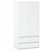 Szafy - Pojemna Szafa Garderoba 90CM 2D2SZ Drążek Biała - miniaturka - grafika 1