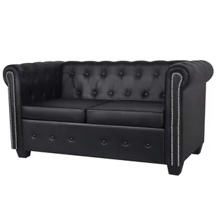 vidaXL Czarna 2-osobowa sofa Chesterfield - Sofy i kanapy - miniaturka - grafika 1