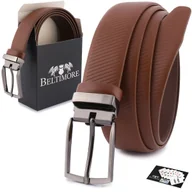 Paski - Pasek męski skórzany premium 3,5 cm skóra licowa Beltimore brązowy E41 brązowy, beżowy r.85-100 cm - miniaturka - grafika 1