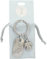 Koszulki i topy damskie - Depesche 11800-023 Srebrny brelok do kluczy z literą T i aniołem stróżem, stop cynku, w zestawie z kolorowym aksamitnym etui - miniaturka - grafika 1