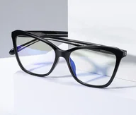 Okulary korekcyjne, oprawki, szkła - Kocie okulary do komputera damskie z filtrem BLUE Light zerówki 2552C - miniaturka - grafika 1