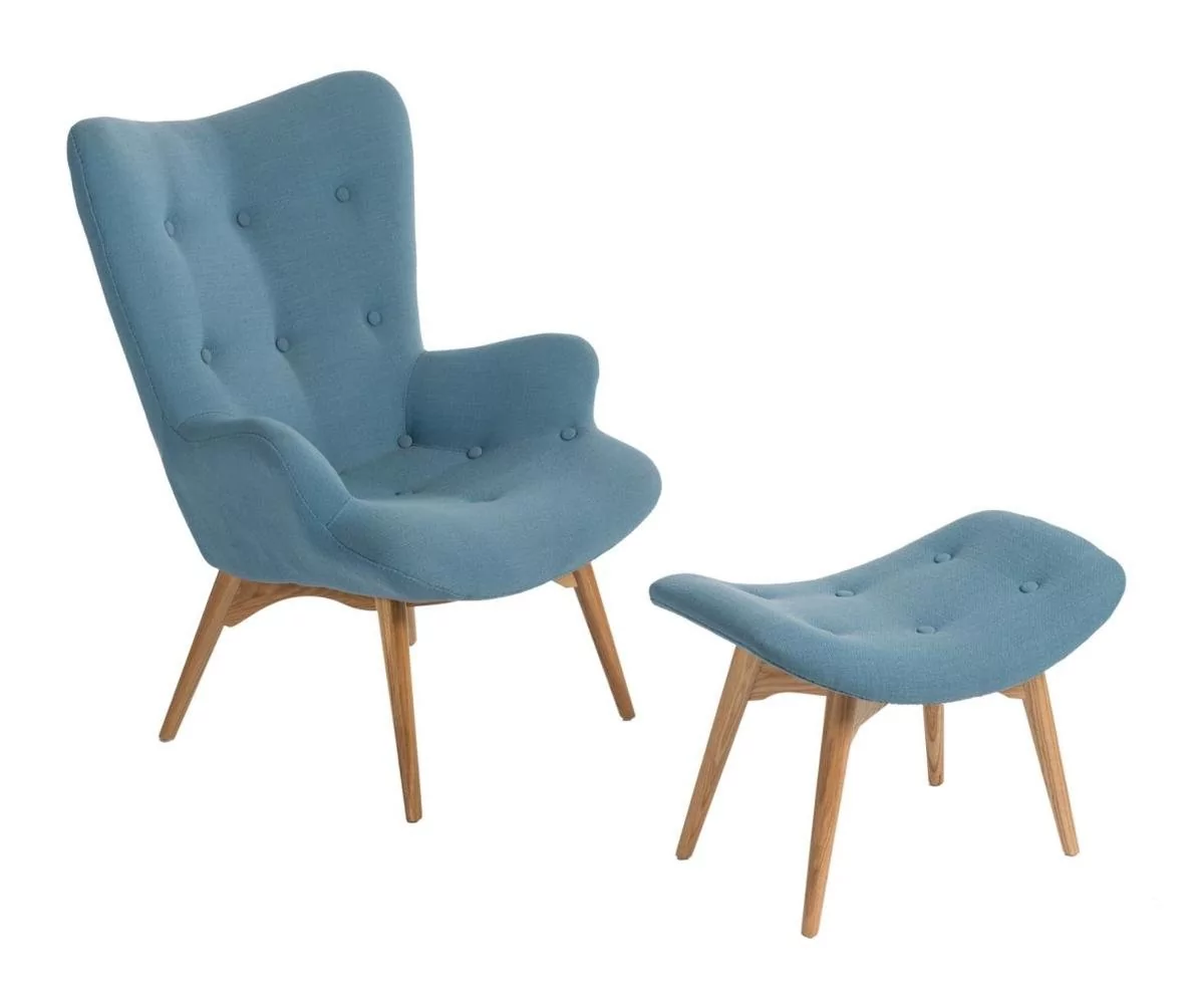 Fotel z podnóżkiem Contour : Kolor - Niebieski
