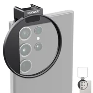 Uchwyty samochodowe do telefonów - NEEWER Ulepszony klips filtrujący do telefonu 67 mm, gwintowany klips filtra obiektywu z uchwytem na zimną stopkę, pokrętło blokujące, otwór 13 mm kompatybilny z iPhone 15 Pro Max 15 Plus 14 13 - miniaturka - grafika 1