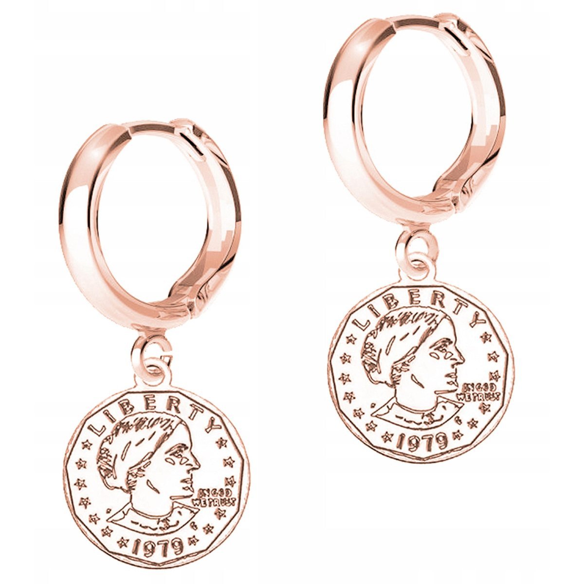 Kolczyki Pozłacane Monety Talizmany Pieniążki Pieniądze Moneta SREBRO 925