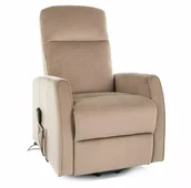 Fotele - Fotel Rozkładany Leto Velvet Beż Bluvel 28 - miniaturka - grafika 1