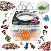 Prace ręczne dla dzieci - KORALIKI do PRASOWANIA 10000 szt ZESTAW DLA DZIECI SZABLONY KUFEREK PREZENT - miniaturka - grafika 1