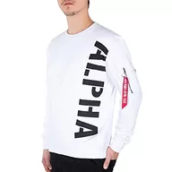 Bluzy męskie - ALPHA INDUSTRIES Bluza męska z nadrukiem bocznym, biały, XS - miniaturka - grafika 1