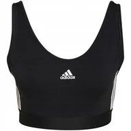 Biustonosze - Stanik sportowy damski adidas Essentials 3-Stripes czarny GS1343 S - miniaturka - grafika 1