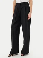 Spodnie sportowe damskie - Tommy Hilfiger Spodnie materiałowe WW0WW45460 Czarny Relaxed Fit - miniaturka - grafika 1