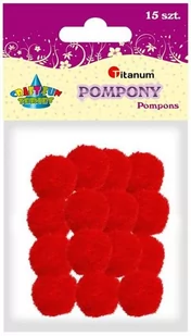 Titanum Pompony poliestrowe 18mm czerwone 15szt - Pozostałe akcesoria dla plastyków - miniaturka - grafika 2