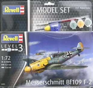 Revell Niemiecki myśliwiec Messerschmitt Bf 109 F-2 (z farbami) 63893 - Modele do sklejania - miniaturka - grafika 1