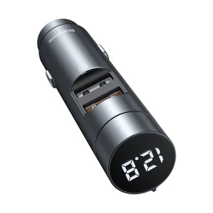 Baseus Transmiter FM Bluetooth 5.0 ładowarka samochodowa 2x USB 3 A 18 W PPS Quick Charge 3.0 AFC FCP szary (CCNLZ-C0G) - Ładowarki samochodowe - miniaturka - grafika 4