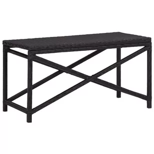 vidaXL Ławka ogrodowa, 80 cm, polirattan, czarna - Ławki ogrodowe - miniaturka - grafika 1