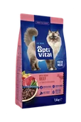 Sucha karma dla kotów - Sucha karma dla dorosłych kotów ze świeżą wołowiną OptiVital 1,4 kg - miniaturka - grafika 1