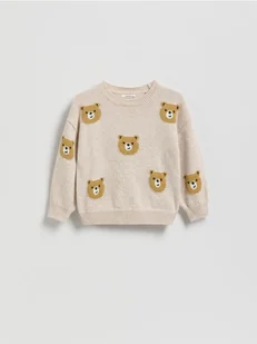 Reserved - Sweter ze wzorem - beżowy - Bluzy i sweterki niemowlęce - miniaturka - grafika 1