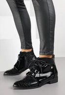 Botki damskie - Czarne Eleganckie Botki Vices ze Sznurowaną Cholewką Vlerrie - miniaturka - grafika 1