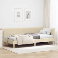 Stelaże pod materac - vidaXL Rama łóżka narożnego Inny Z zagłówkiem Kremowy 100 x 200 cm - miniaturka - grafika 1