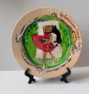 Tace i patery - Talerz drewniany obraz ręcznie malowany Kamila Stefania Tkaczyk - miniaturka - grafika 1