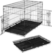 Sprzęt podróżny i transportery dla psów - Springos Klatka kennelowa dla zwierząt kojec dla psa kota 100 x 70 x 60 cm L czarny UNIWERSALNY - miniaturka - grafika 1