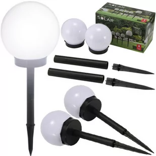 LAMPA OGRODOWA LED SOLARNA KULA 2 SZTUKI BIAŁA - Lampy ogrodowe - miniaturka - grafika 1
