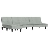Narożniki - Sofa rozkładana L, jasnoszara, 255x140x70 cm, aksa - miniaturka - grafika 1