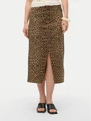 Spódnice - Vero Moda Spódnica jeansowa Veri 10331065 Brązowy Regular Fit - miniaturka - grafika 1