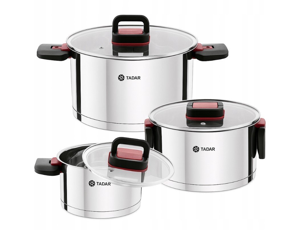 Zestaw Garnków Stalowych z Pokrywkami Składane Uchwyty Tadar Evocook X 6 El.