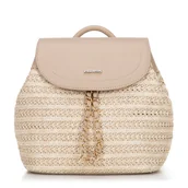 Plecaki - Pleciony plecak z troczkiem beżowy - miniaturka - grafika 1