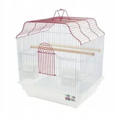 Klatki i wyposażenie dla ptaków - Klatka dla ptak�w, bia�o-czerwona, wym. 40.6 x 36 x 45.5cm - miniaturka - grafika 1