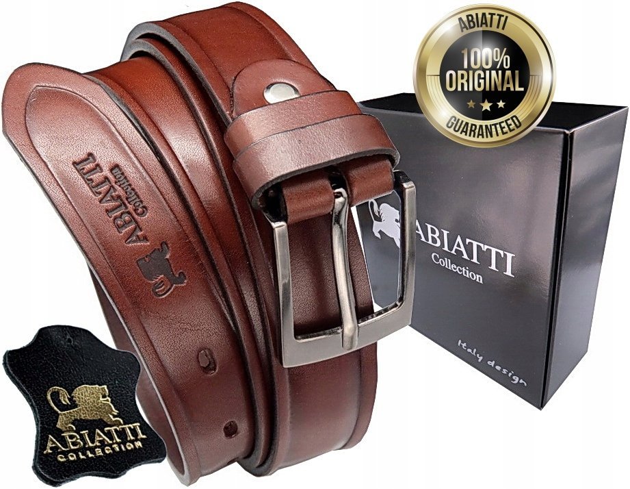 2X ELEGANCKI SKÓRZANY PASEK MĘSKI DO SPODNI ABIATI GRUBA SKÓRA NATURALNA BR
