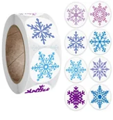 Pasmanteria - Naklejki Ozdobne Okrągłe Śnieżynki Mix 20 Szt. - miniaturka - grafika 1