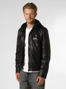 Finshley & Harding Męska kurtka skórzana Mężczyźni skóra czarny jednolity, XXXL - Kurtki męskie - miniaturka - grafika 1