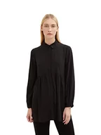 Bluzki damskie - TOM TAILOR Damski Bluzka w długim stylu 1034027, 14482 - Deep Black, 46 - miniaturka - grafika 1
