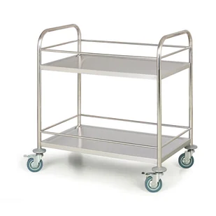 B2B Partner Nierdzewny wózek półkowy, 2 półki z oramowaniem, 710x410 mm WT-A00701 - Wózki magazynowe - miniaturka - grafika 1