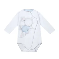 Body dla niemowląt - BSL-52830W/B Body niemowlęce Pupilek biały z niebieskim 62 - miniaturka - grafika 1