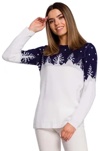 Sweter z Motywem Choinek -- Granatowy - Swetry damskie - miniaturka - grafika 1