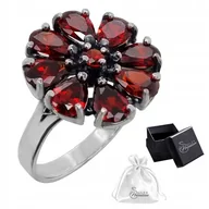 Pierścionki - Pierścionek srebro 925 Elegancki Pierścień z Motywem Kwiatu Garnetr. 24 - miniaturka - grafika 1