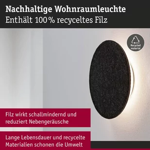 Paulmann kinkiet LED Tulga, Ø 20 cm, antracyt, filc - Lampy ścienne - miniaturka - grafika 3