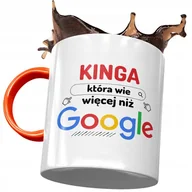 Kubki - Kubek Pomarańczowy Dla Kingi Koleżanki na Prezent z Nadrukiem ze Zdjęciem + Opakowanie na prezent (wzór 02) - miniaturka - grafika 1