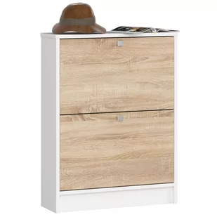 Szafka na buty 2 uchylne drzwiczki 60 cm - biała-dąb sonoma - Szafki na buty - miniaturka - grafika 1