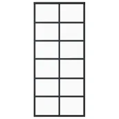 Dekoratorstwo - vidaXL Drzwi przesuwne, szkło ESG i aluminium, 90x205 cm, czarne - miniaturka - grafika 1