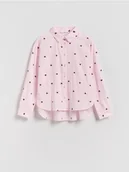 Bluzki dla dziewczynek - Reserved - Wzorzysta koszula z bawełny - pastelowy róż - miniaturka - grafika 1