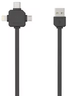 Kable komputerowe i do monitorów - Kabel USB allocacoc USBcable 9003GY/USBC15 USB Micro USB USB typu C Lightning 1,5m kolor szary - miniaturka - grafika 1