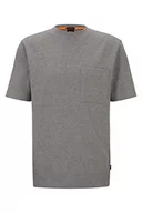 Koszulki męskie - BOSS Męski T-shirt Tempestoshort Relaxed-Fit z mieszanki bawełny o strukturze waflowej, Light/Pastel Grey51, XXL - miniaturka - grafika 1