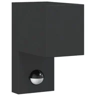 Lampy ogrodowe - vidaXL Zewnętrzny kinkiet z czujnikiem, czarny, odlewane aluminium - miniaturka - grafika 1
