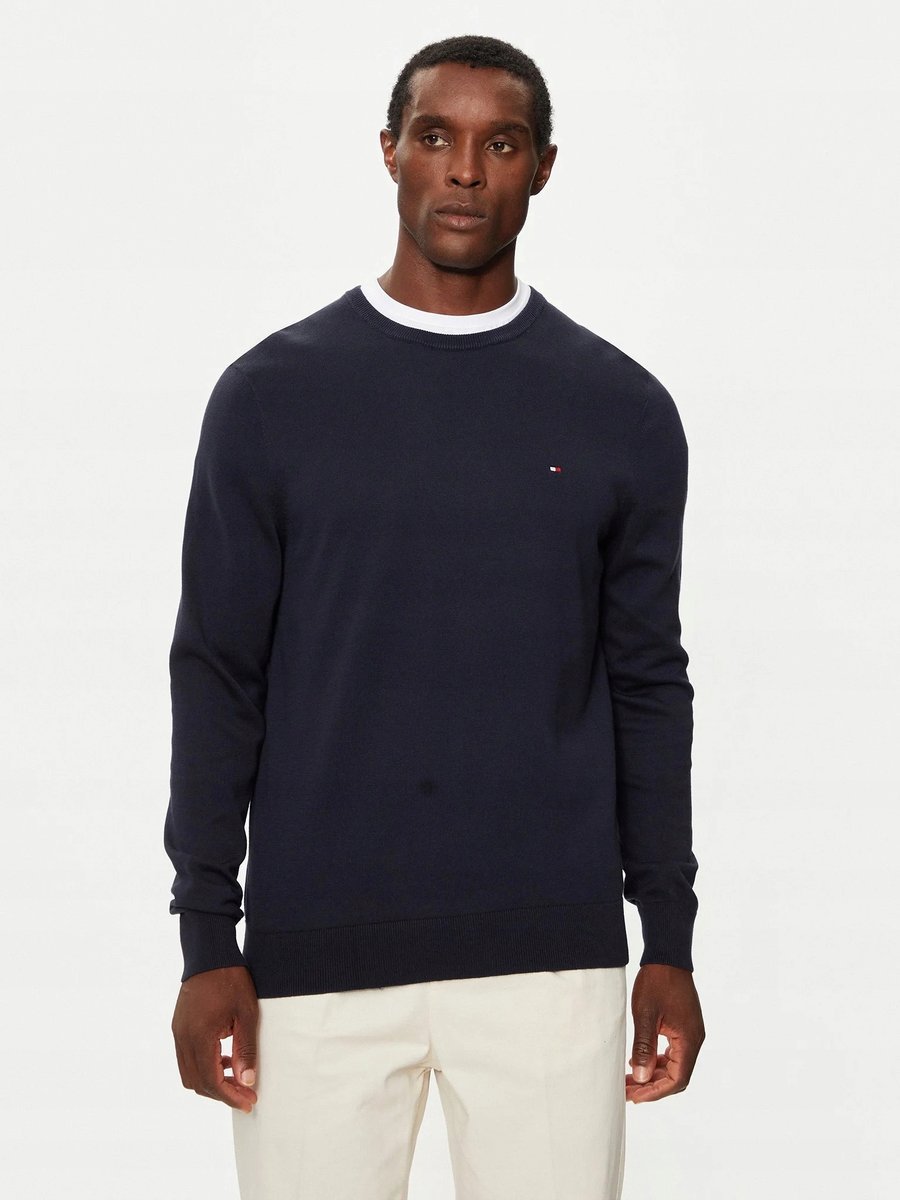 TOMMY HILFIGER SWETER MĘSKI GRANATOWY BAWEŁNIANY M 7BA