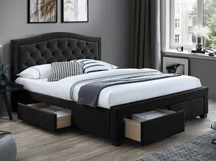 Signal ELECTRA VELVET 160X200 łóżko tapicerowane w kolorze czarnym tap.186/ dębowe nogi - Łóżka - miniaturka - grafika 1