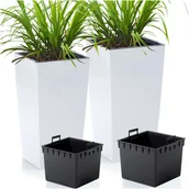 Donice - Zestaw 2X Doniczka Donica Ogrodowa Duża Kwadrat Biała Urbi Square 50 Cm/61 Cm - Biała - miniaturka - grafika 1